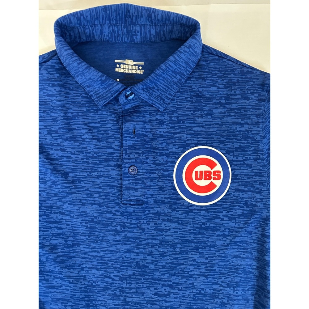 Chicago Cubs Polo Shirt Mens S Blue Striped Performance MLB Short Sleeve